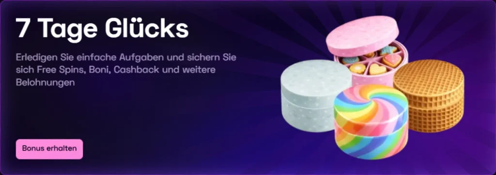 7 Tage Glücks Aufgaben und Süßigkeitendosen