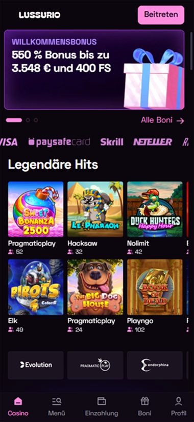Lussurio mobile Startseite Legendäre Hits Zahlungsmethoden